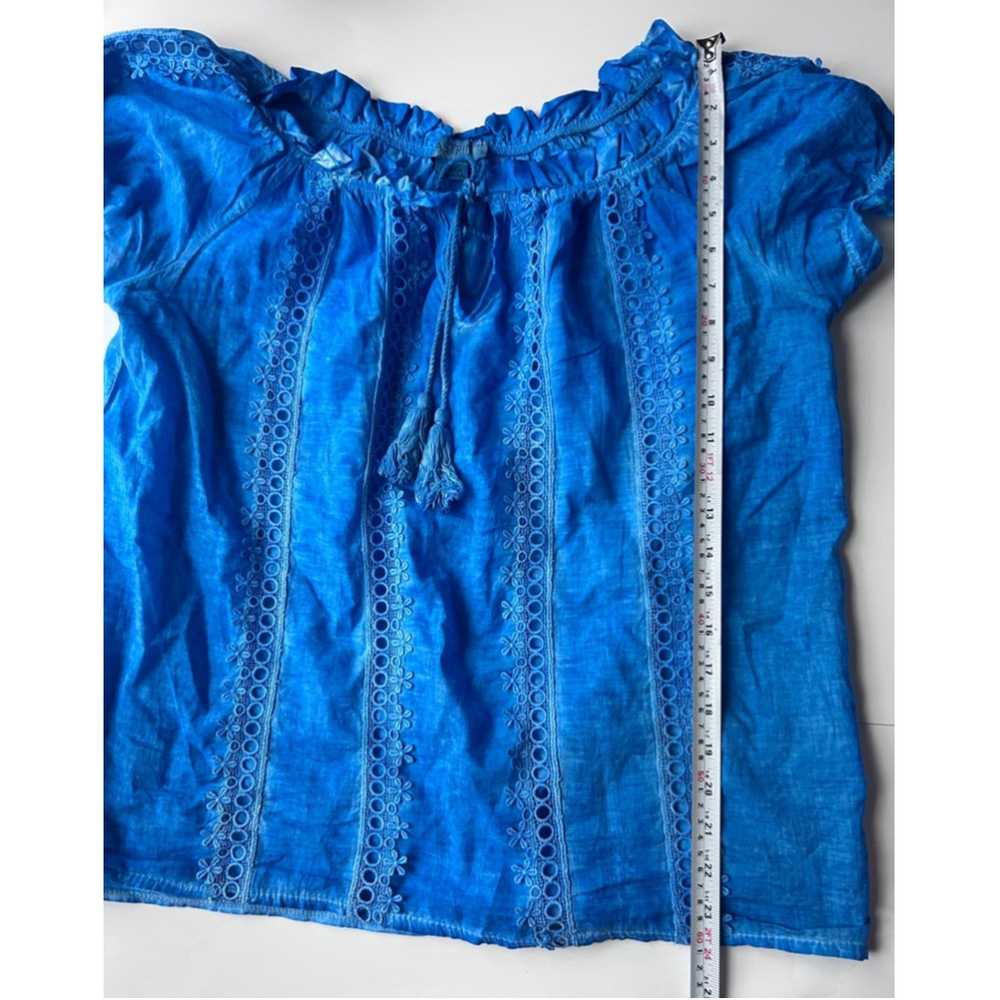 Women's Astrid Blue Cotton Top Size M embroidered eyelet - Picture 4 of 8
